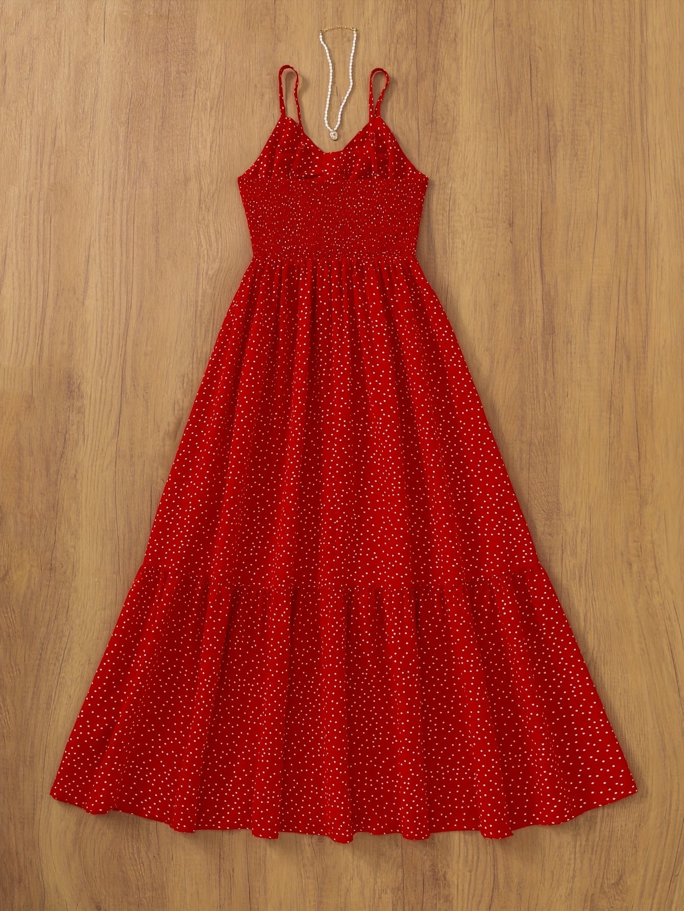 Damen Maxikleid mit Polka Dots und Rüschen – Elegantes Sommerkleid im Vintage-Stil für besondere Anlässe