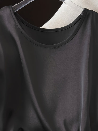 Women's blouse with ruching and round neckline – Elegant office and going-out style