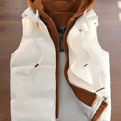 Gepolsterte Weste mit Kapuze, Reißverschluss und Taschen