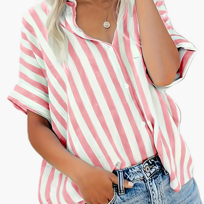 Women's summer blouse in striped look – Casual shirt for everyday and vacation