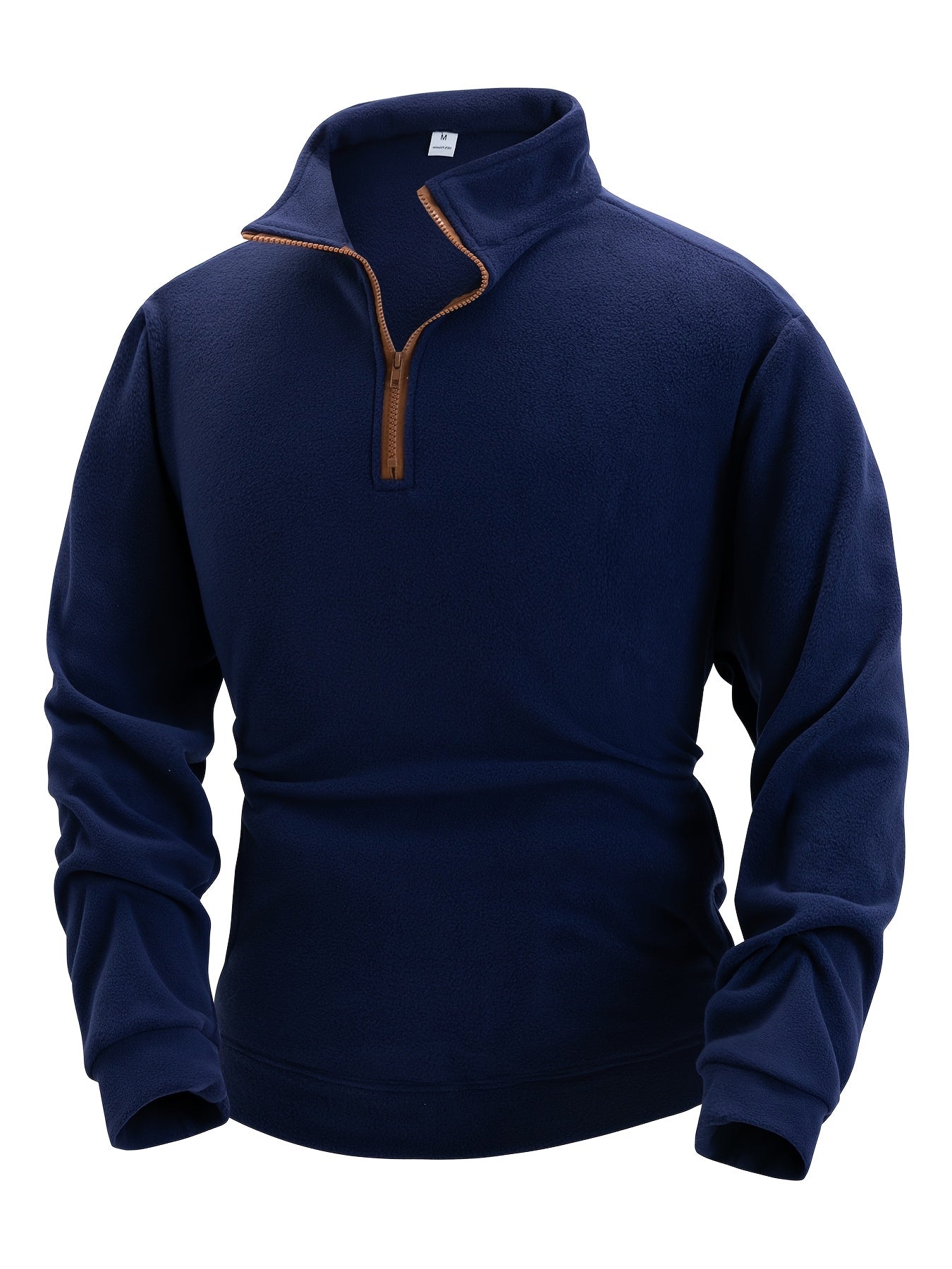 Fleece Pullover Herren Stehkragen Halb-Reißverschluss Langarm