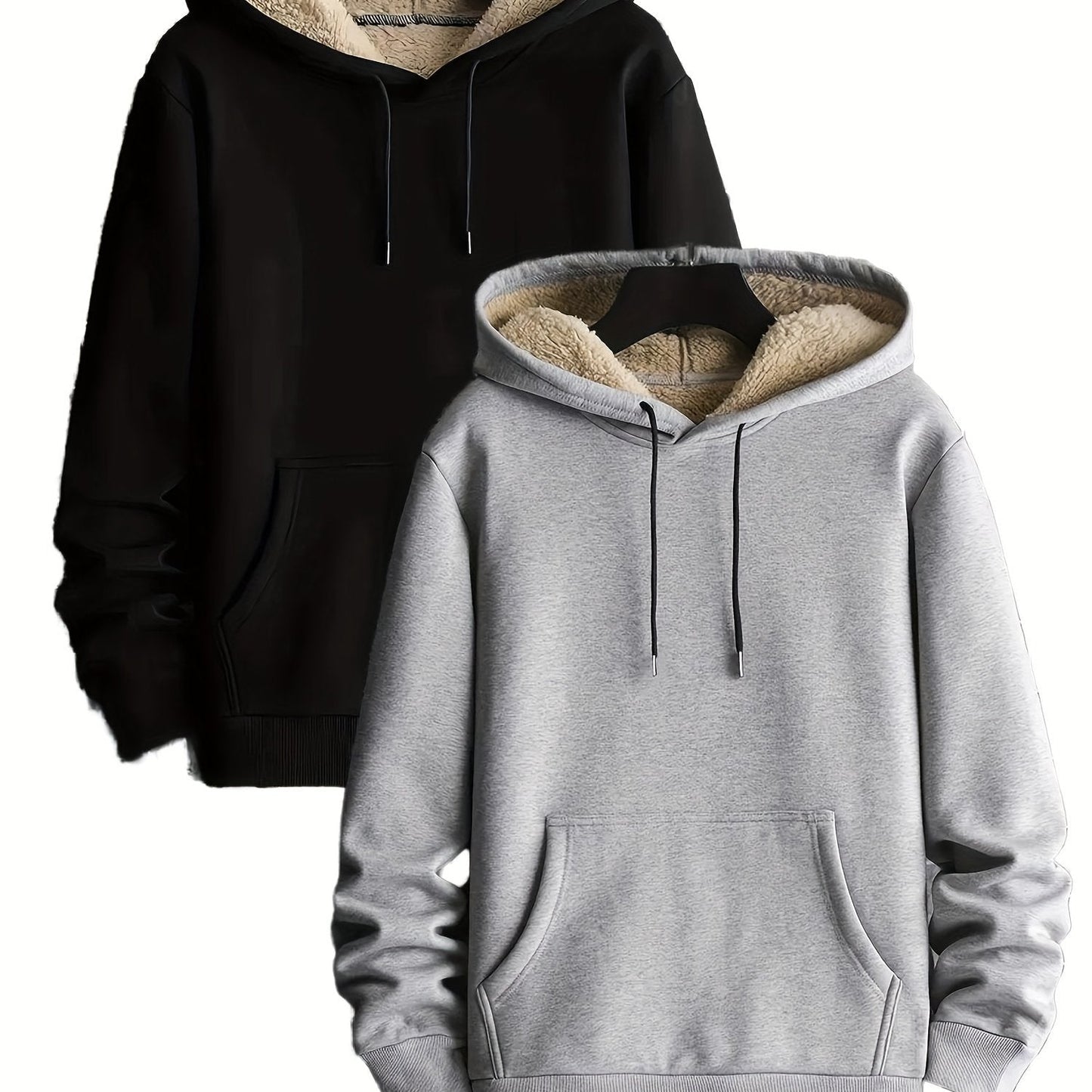 Hoodie set, 2-pack, with teddy lining; lined, warm hooded sweatshirt