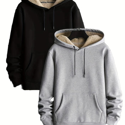 Hoodie set, 2-pack, with teddy lining; lined, warm hooded sweatshirt