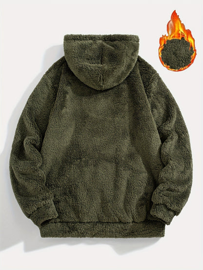 Unisex teddy fleece hoodie with a kangaroo pocket and hood
