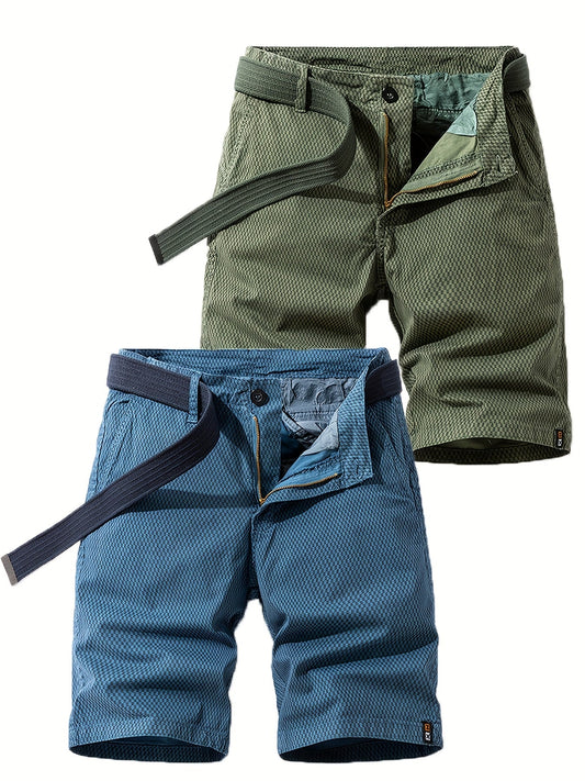 Men's Summer Casual Shorts with Belt – Breathable Regular Fit Bermuda Shorts for Everyday and Outdoor Use