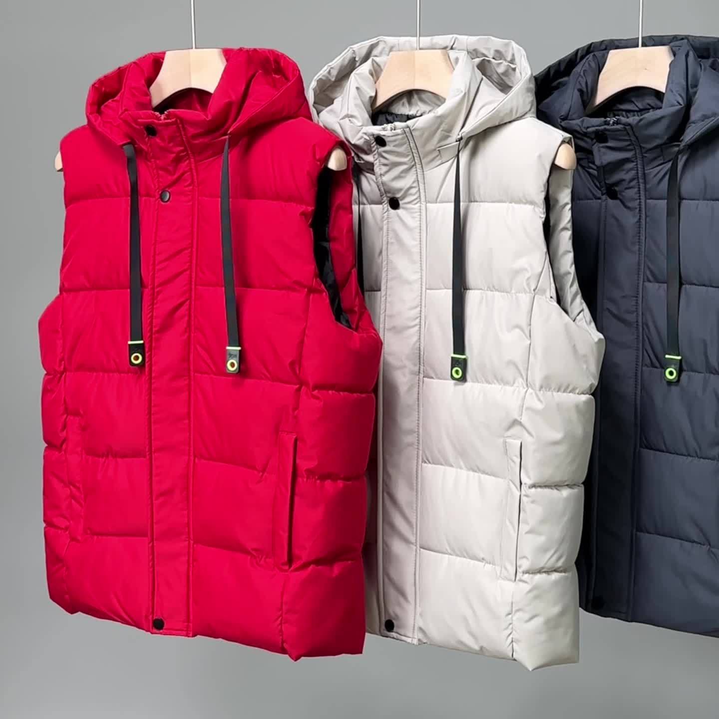 Unisex hooded quilted vest with a zipper and pockets