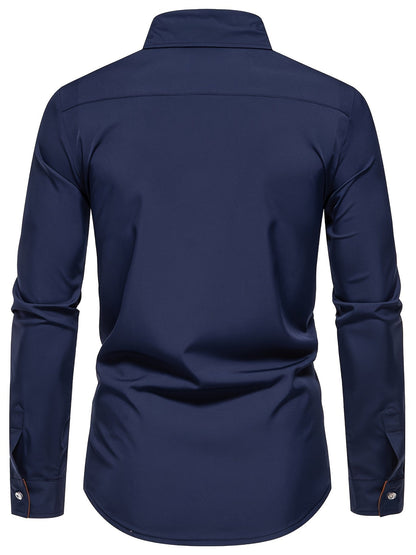 Herren Freizeit Slim Fit Hemd mit Kontrastdetails – Modernes Langarm Business & Casual Shirt
