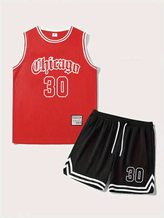 Men's Basketball Jersey Set Chicago 30 Sports Tank Top and Shorts for Fitness & Leisure