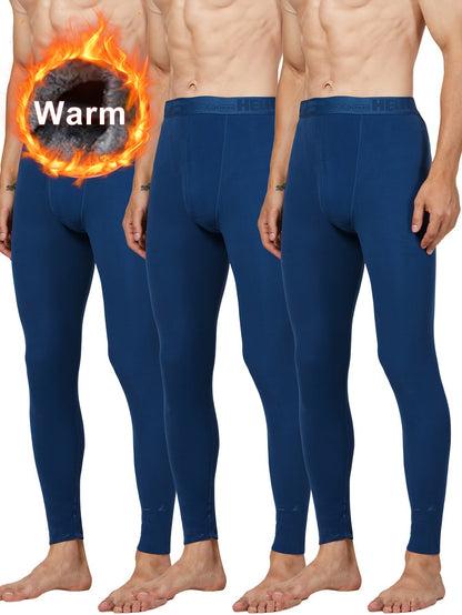 3-Pack Men’s Thermal Pants, Warm Long Underwear, Basic Men’s Leggings