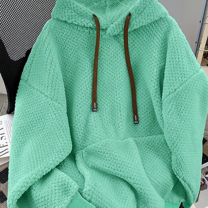 Unisex Flauschiger Hoodie mit Kapuze und Kängurutasche
