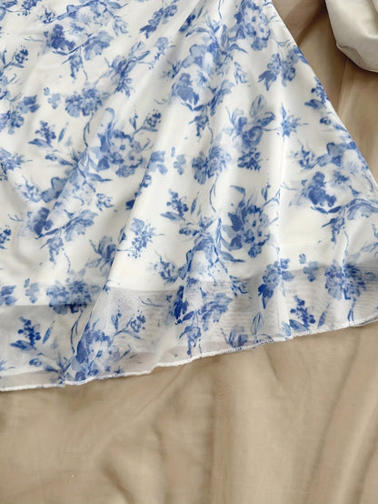 Women's Summer Dress Elegant with Floral Pattern and Spaghetti Straps – Perfect for Leisure and Vacation