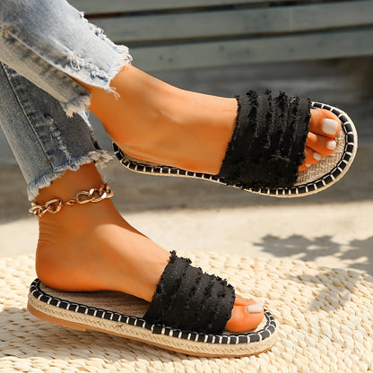 Women's Boho Slide Sandals for Summer – Espadrille Look, Casual & Vacation