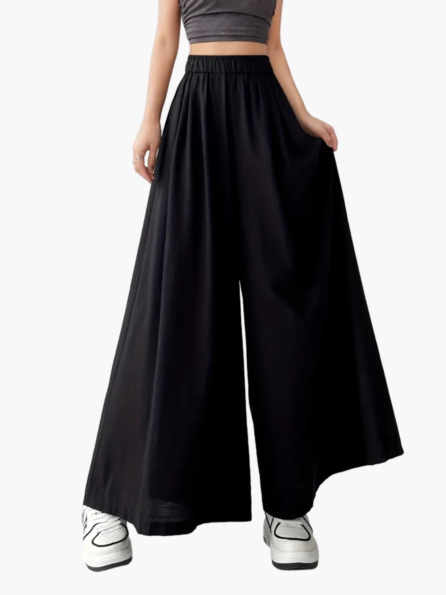 Women's Wide-Leg Culotte Pants for Leisure and Everyday Wear, Trendy Palazzo Pants, Loose Fit Design