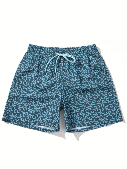 Men's swim shorts with modern pattern, sporty style, ideal for beach and leisure