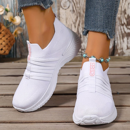 Damen Slip-On Freizeitschuhe mit Streifenmuster – Bequeme Alltags-Sneaker für Freizeit und Alltag