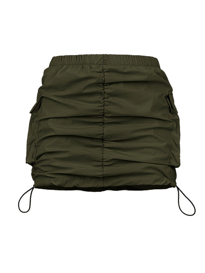 Damen Utility Minirock mit Kordelzug und Cargotaschen – Streetstyle Freizeitrock