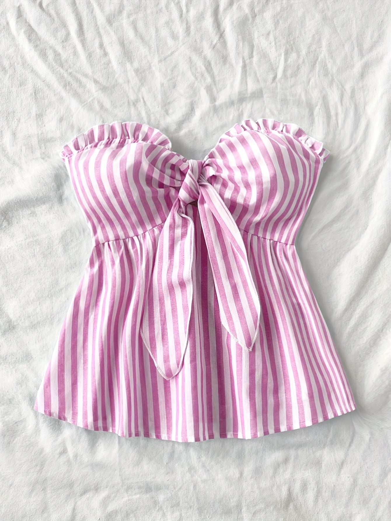 Women's bandeau crop top with bow front and ruffles – summer street style