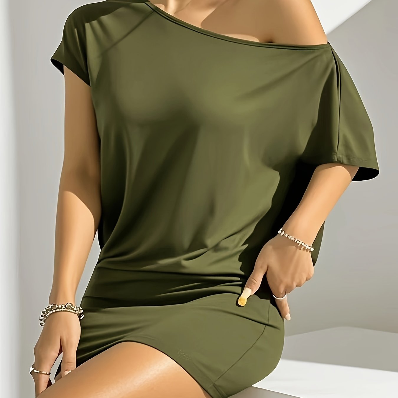 Women's Off-Shoulder Mini Dress in Casual Style – Perfect for Everyday & Going Out