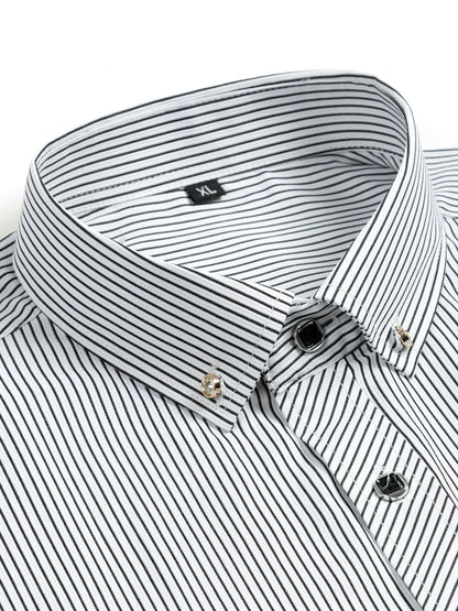 Men's Business Short-Sleeve Shirt with Pinstripes – Modern Design for Office and Leisure