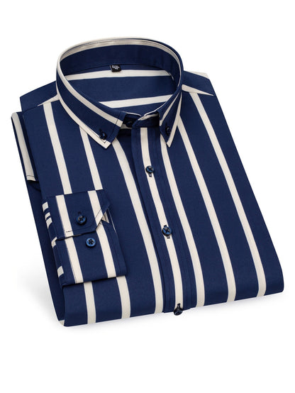 Herren Slim Fit Streifenhemd – Modernes Business & Freizeit Langarmhemd