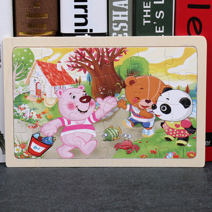 Children's Wooden Puzzle Set – Colorful Educational Toys in Storage Metal Box, from 3 Years, Unisex