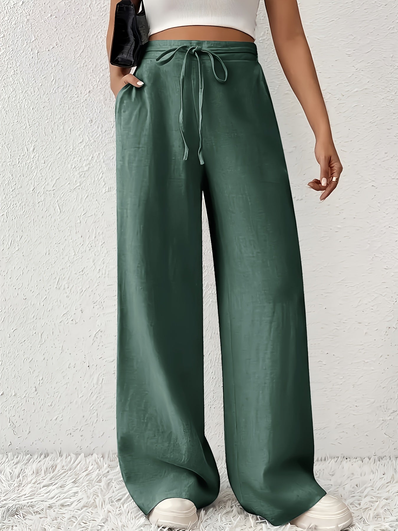 Women's Wide-Leg Pants with Drawstring – Casual Leisurewear for Everyday and Weekends