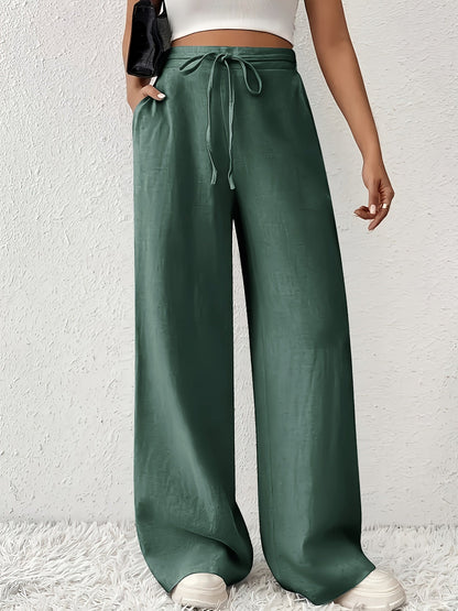 Women's Wide-Leg Pants with Drawstring – Casual Leisurewear for Everyday and Weekends