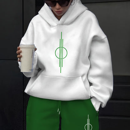 Unisex Hoodie Set Weiß mit Motiv & Jogginghose in passender Farbe