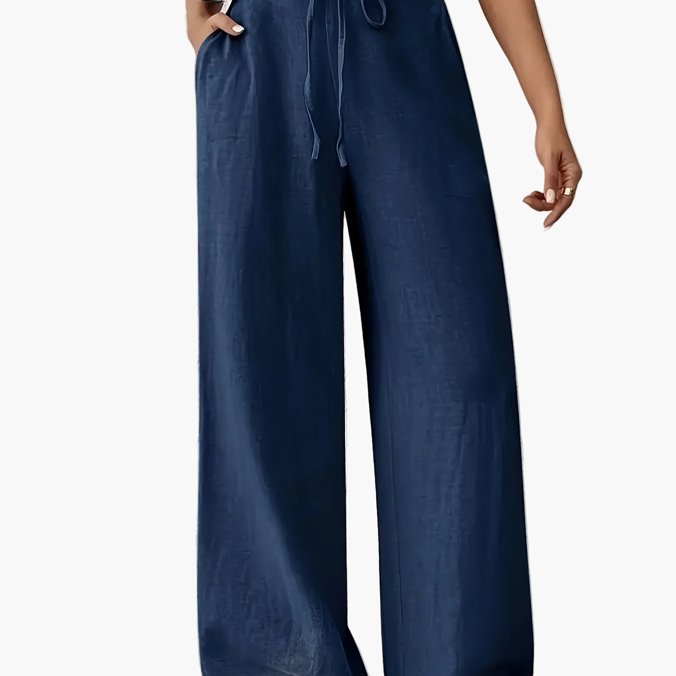 Women's Wide-Leg Pants with Drawstring – Casual Leisurewear for Everyday and Weekends