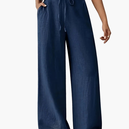 Women's Wide-Leg Pants with Drawstring – Casual Leisurewear for Everyday and Weekends