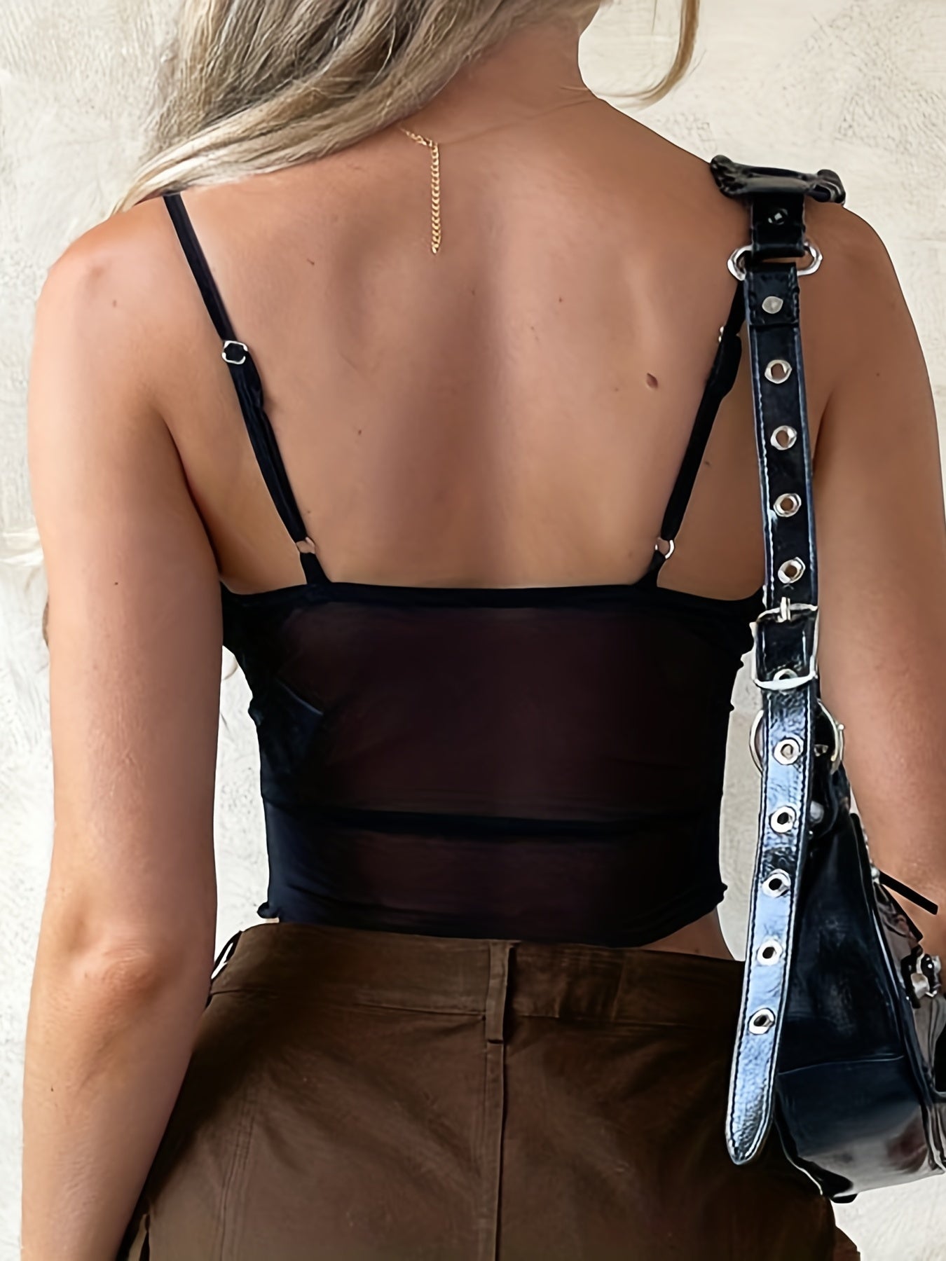 Women's crop top with spaghetti straps and front bow – fashionable party and going-out top