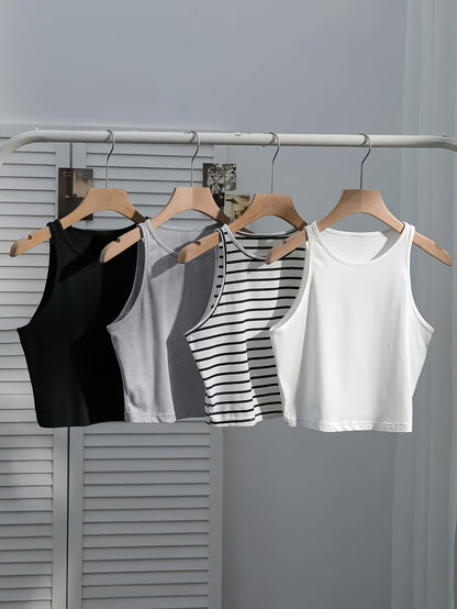 Women's Basic Crop Top Set – Casual Sports Tank Tops for Everyday & Leisure