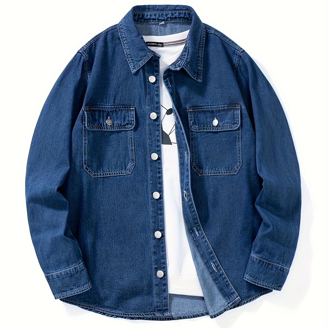 Dark gray denim shirt jacket with chest pockets