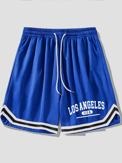 Men's Basketball Shorts Sporty Los Angeles USA Print – Casual Training Shorts for Fitness & Leisure