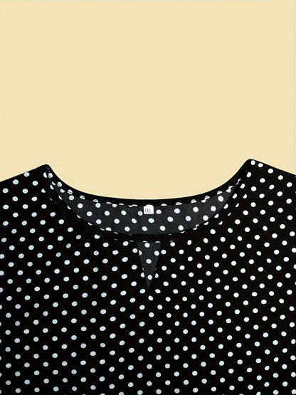 Women's Polka Dot Blouse Elegant Loose Summer Casual Shirt Plus Size