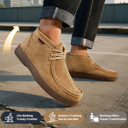 Men's moccasin-style chukka boots with laces and a comfortable sole