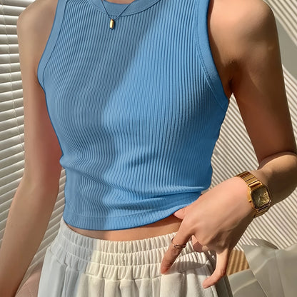 Women's Basic Ribbed Tank Top for Everyday, Sports, and Layering – Fitted Cut