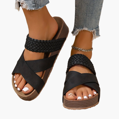 Damen Plateau-Sandalen mit geflochtenem Riemen – Boho Style für Freizeit und Sommer