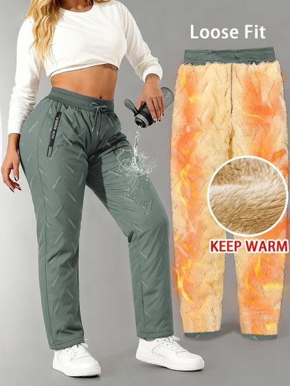 Damen Gefütterte Jogginghose Warm Winter Cargohose Sporthose