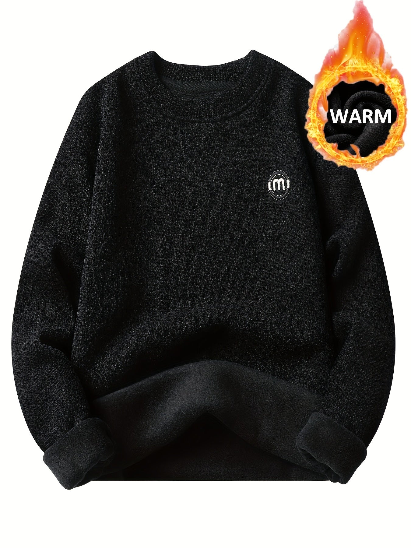 Unisex long-sleeve pullover with a crew neck and ribbed cuffs, lined