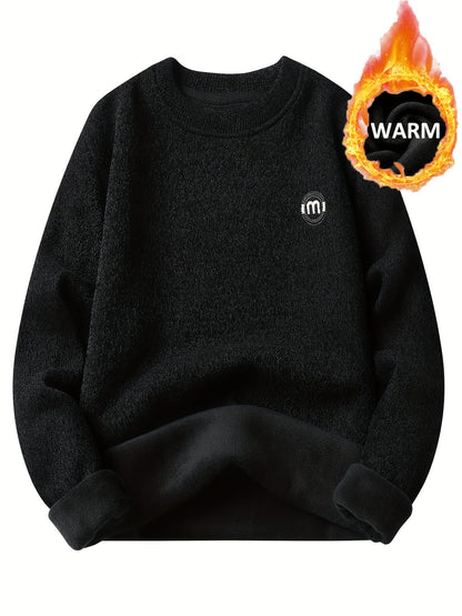 Unisex long-sleeve pullover with a crew neck and ribbed cuffs, lined