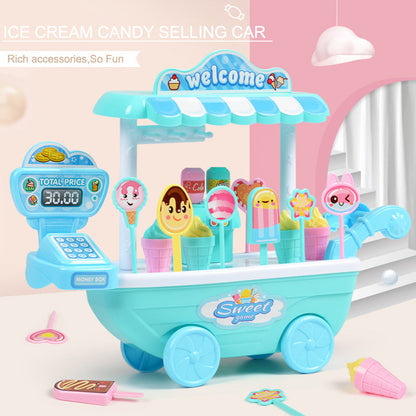 Children's Toy Ice Cream Cart Role Play Candy Stand for Boys and Girls – Educational Toy with Cash Register