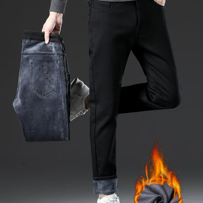 Men's black winter pants with warm lining