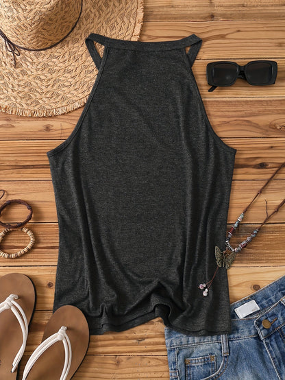 Women's Casual Summer Tank Top – Sun Motif & Quote "Every Little Thing Is Gonna Be All Right" – Casual Shirt