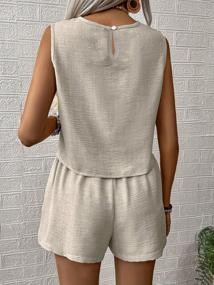 Women's Summer Overall Set – Elegant Sleeveless Jumpsuit with Shorts, Ideal for Leisure & Vacation