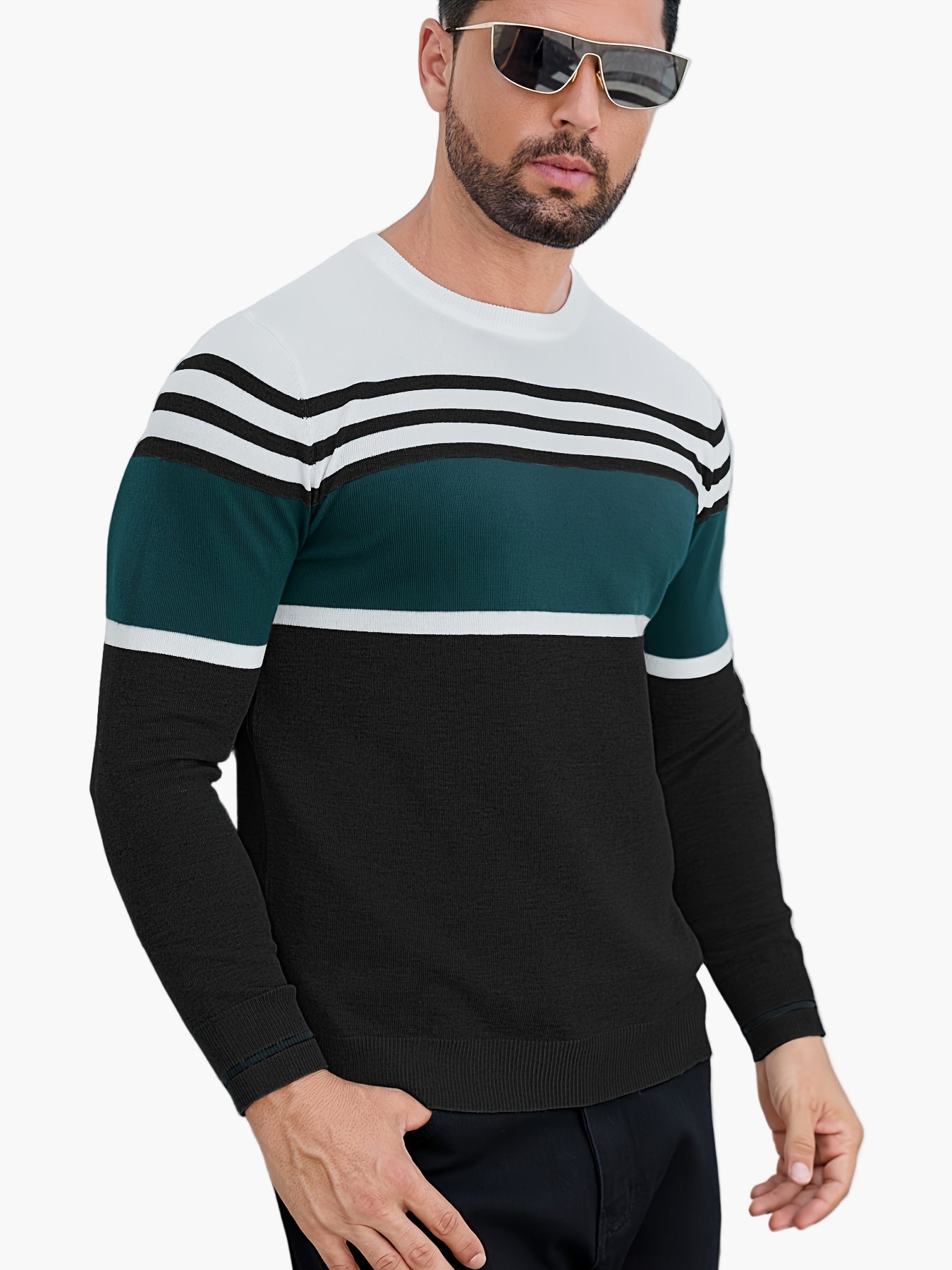 Herren Pullover mit Streifenmuster – Moderner Freizeitpullover für Alltag und Büro