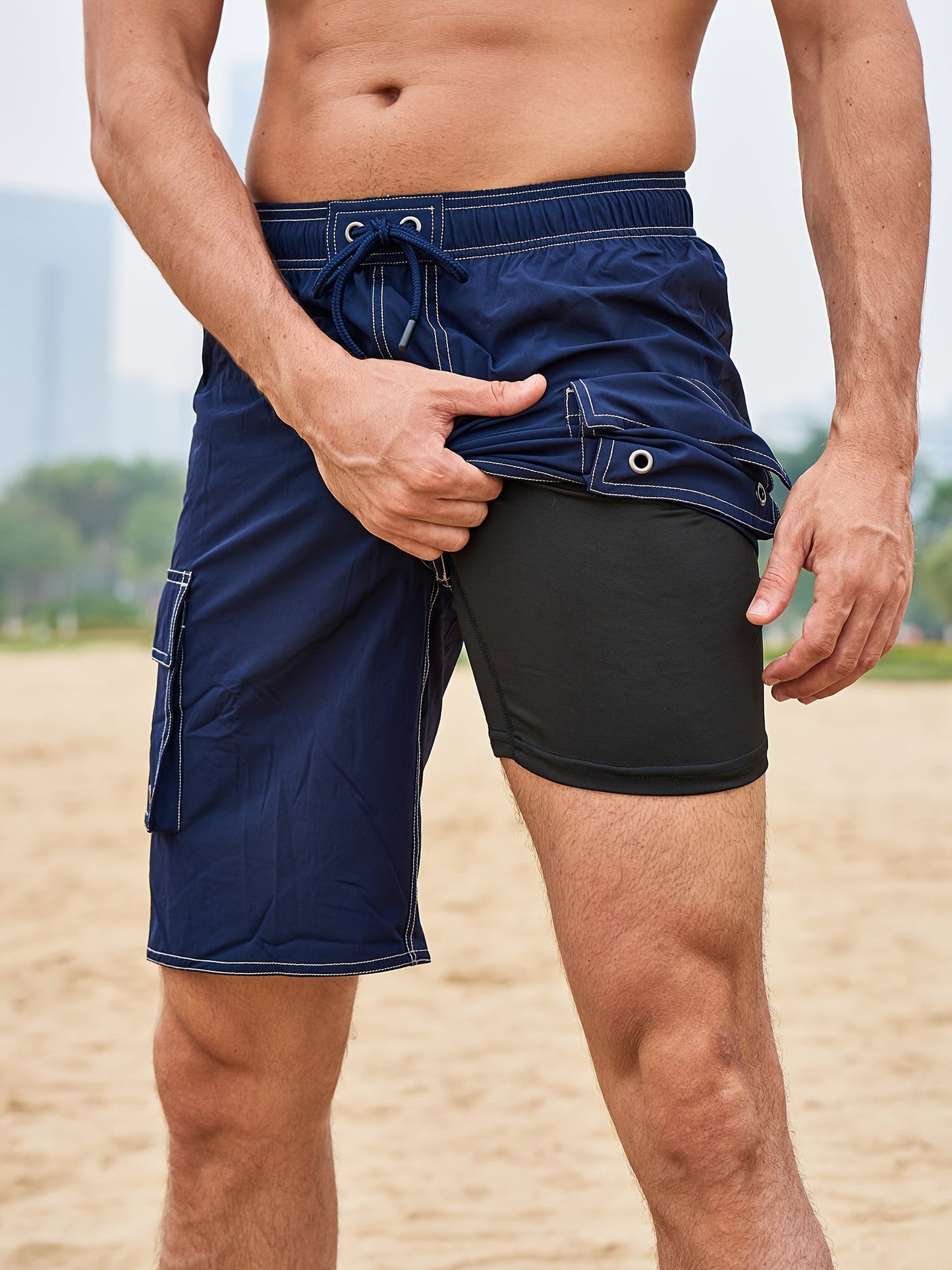 Men's Swim Trunks and Swim Shorts with Lining – Sporty Beach Shorts for Leisure and Swimming