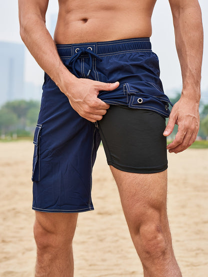 Men's Swim Trunks and Swim Shorts with Lining – Sporty Beach Shorts for Leisure and Swimming