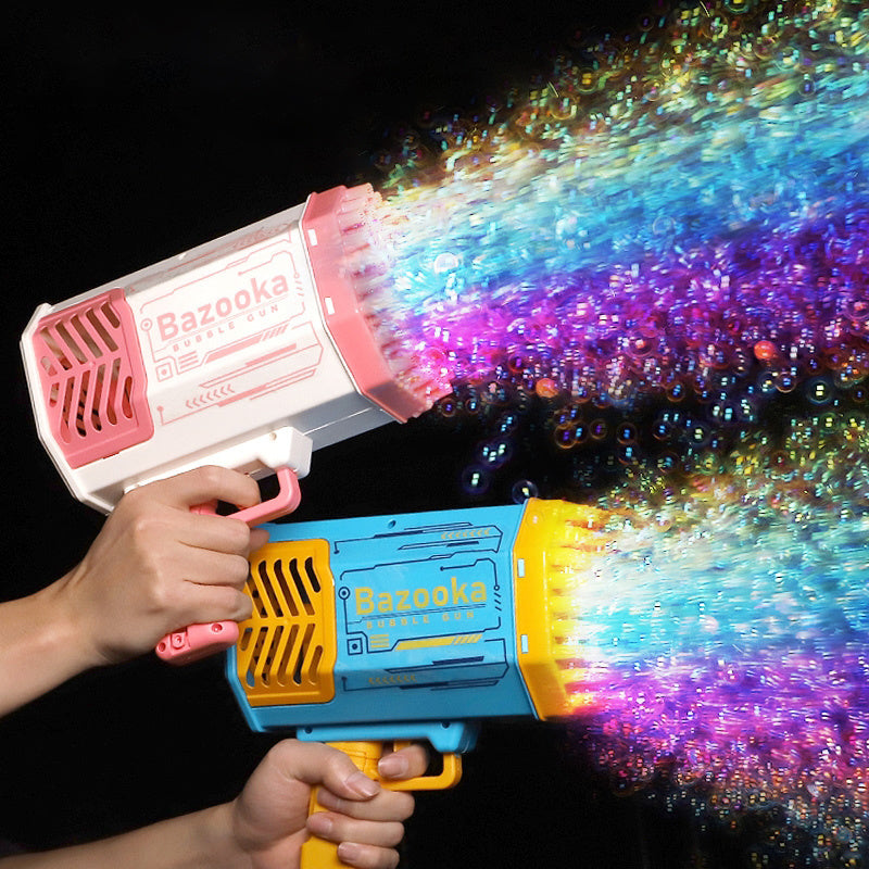 Kids Bazooka Bubble Gun – Electric Soap Bubble Pistol with 69 Nozzles, Rechargeable, for Boys and Girls, Outdoor Toy