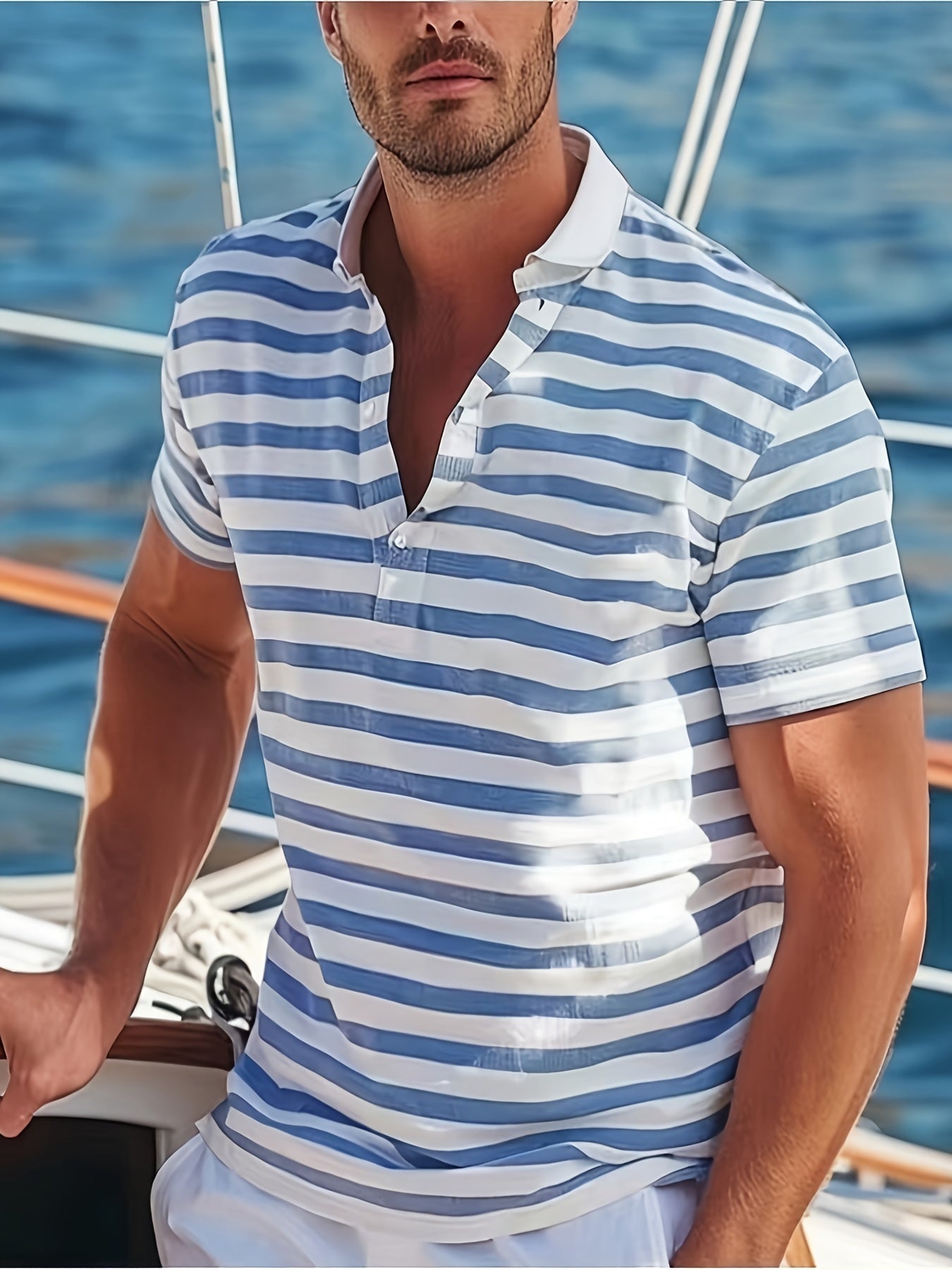 Herren Polo-Shirt mit Streifen – Maritimer Casual-Look für Sommer und Freizeit